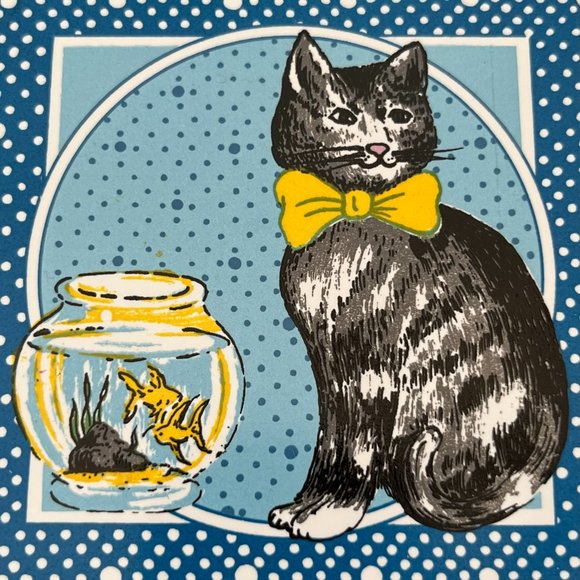 Vintage Cat Ceramic Tiles Trivets Wall Decor by Lanka WallTiles Kitschy Kitties - Picture 6 of 12